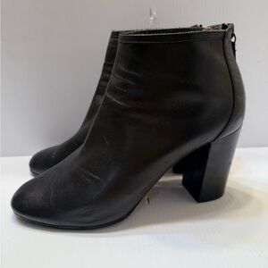 Aquazzurra Black Leather Block Heel Boots - Sz. 38 US 7.5